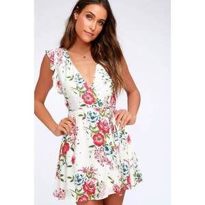 Lulus Radiating Beauty White Floral Print Wrap Dress - Size Small